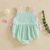 Girls' Summer New Stripe Romper Baby Overall Cute Bowknot Baby Creeper