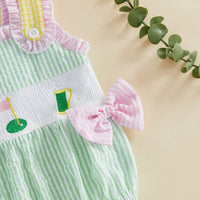 Girls' Summer New Stripe Romper Baby Overall Cute Bowknot Baby Creeper