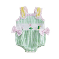Girls' Summer New Stripe Romper Baby Overall Cute Bowknot Baby Creeper