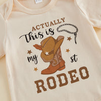 Baby Western Cowboy Style 3-Piece Set Short Sleeve Romper Long Pants Hat Set Cute Printed Baby Spring and Autumn Outfit