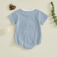 Cute Baby Summer Striped Casual Letter Golf Embroidery Short Sleeve Romper Crawling Suit