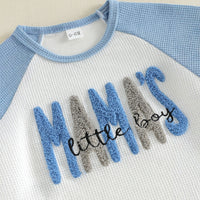 Summer New Boys' Waffle Knit Set Short Sleeve Shorts Two-Piece Set MAMA'S Letter Towel Embroidery Kids Casual