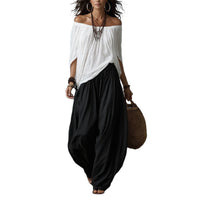 Fashion One-Shoulder T-Shirt with Wide-Leg Pants Set for Women, Elegant Two-Piece Long Sleeve Casual Outfit