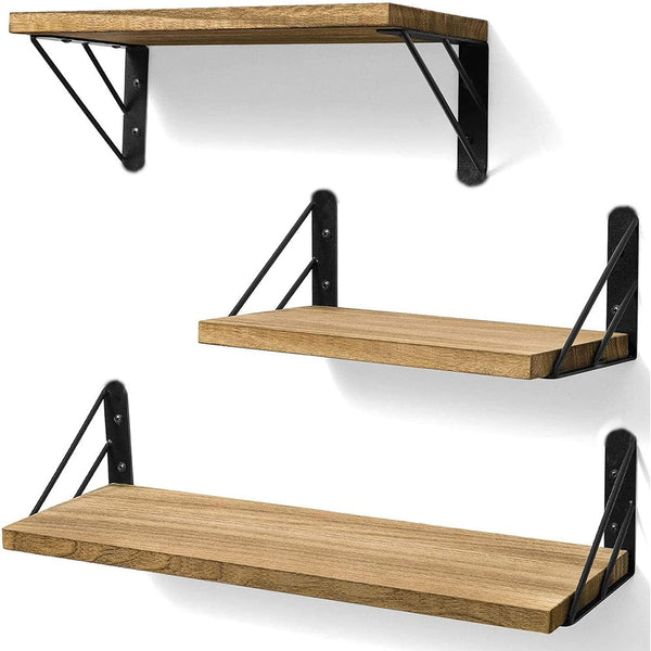 Rustic Floating Shelves — Set of 3 | Brown